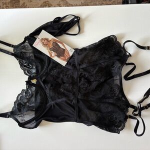 Elegant Moments Black Lace Bodysuit